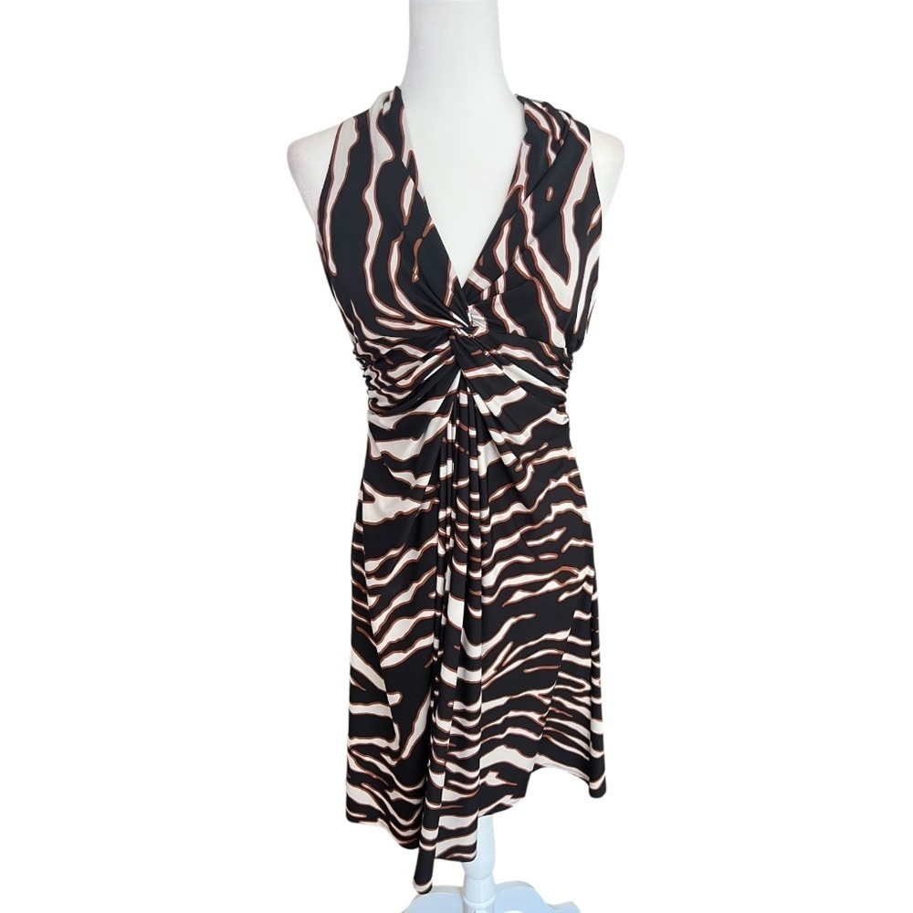 Y2K Twist-Front Halter Dress 12 Animal Print Cocktail Party